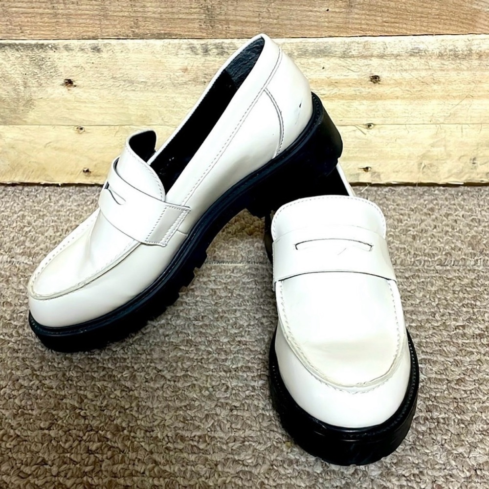 Steve Madden White Patent Loafers